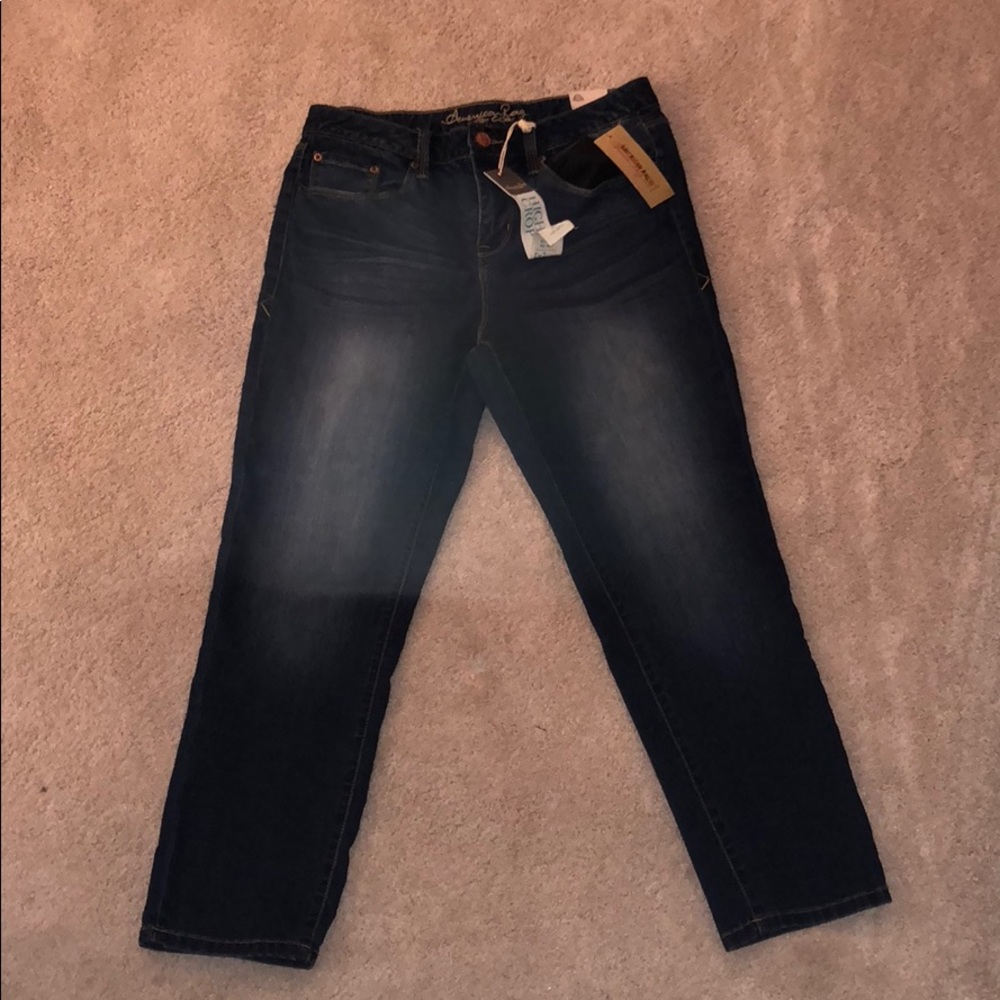 Dark high rise crop jeans